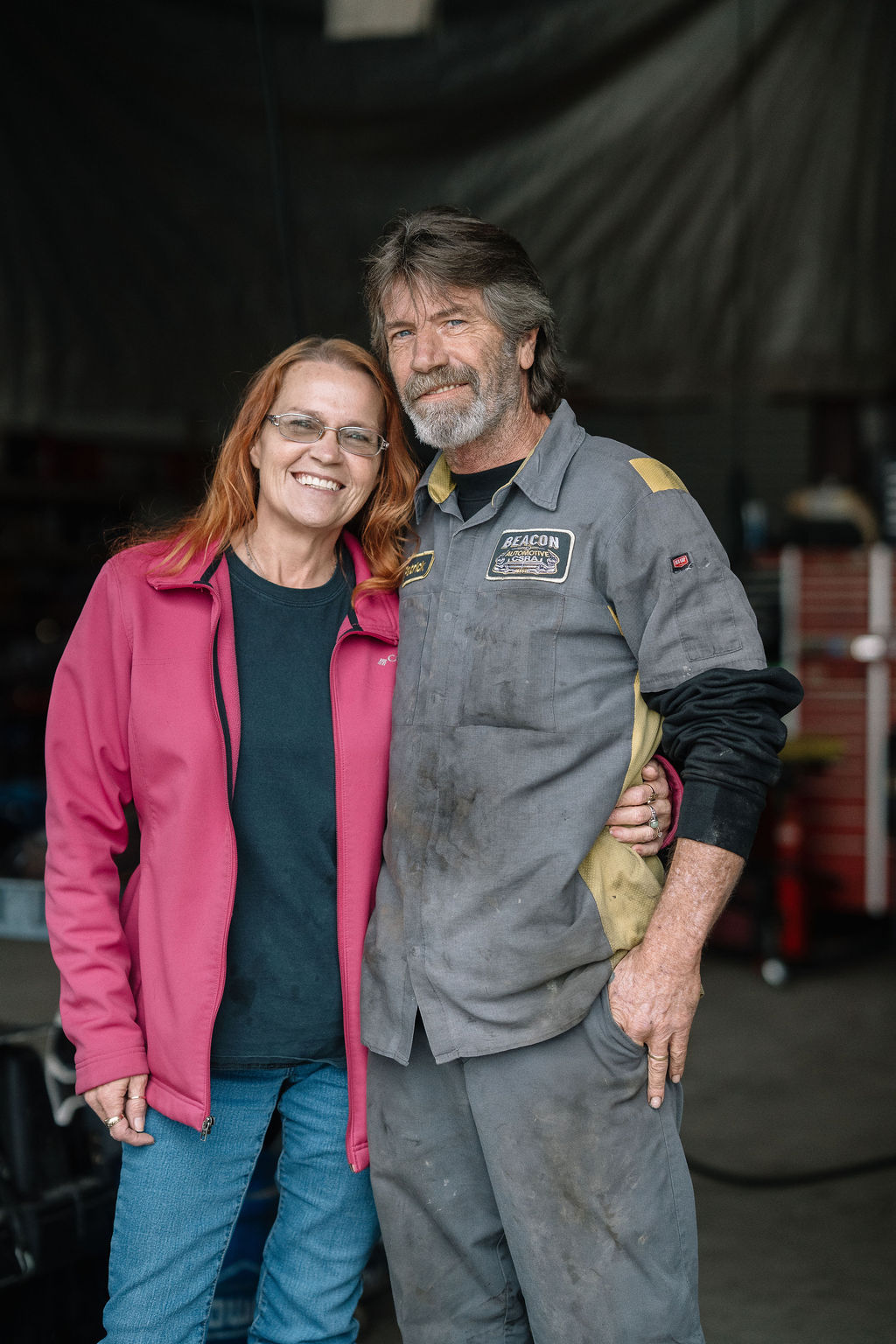 Two Beacon Automotive team members in the shop