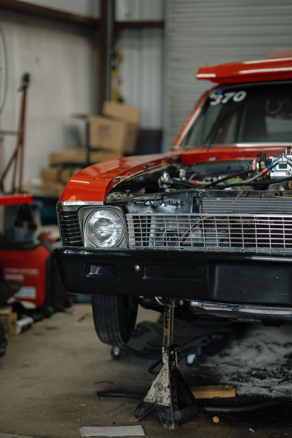 Classic muscle car project in the shop